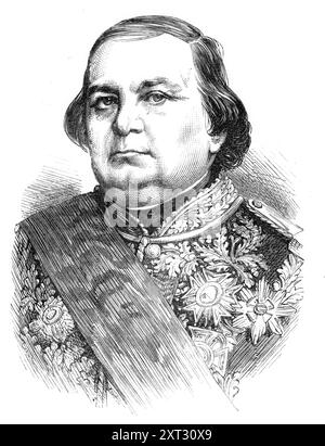 Il nuovo ministero francese: Ammiraglio Rigault de Genouilly (Marine), 1870. "Ammiraglio Rigault de Genouilly, ex comandante in Crimea, autore di "Dictionnaire Universel et Raisonn&#xe9; de la Marine"." Da "Illustrated London News", 1870. Foto Stock