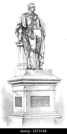 Statua del defunto conte di Carlisle, nel People's Garden, Phoenix Park, Dublino, 1870. "Il defunto conte di Carlisle, un nobile amabile e illuminato, che era Capo Segretario per l'Irlanda (quando Lord Morpeth) dal 1835 al 1841, e Lord Luogotenente d'Irlanda dal 1855 al 1864, tranne durante il breve periodo del Ministero di Lord Derby nel 1858, era meritatamente amato in quel paese. Una sua statua in bronzo, di Mr. Foley, R.A., è stata eretta nel People's Garden, Phoenix Park, Dublino - un luogo di ricreazione pubblica che Lord Carlisle ha principalmente aiutato a fornire. La statua è stata scoperta, senza Foto Stock