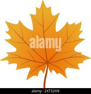 Foglia d'acero autunnale. Design piatto alla moda e disegnato a mano, isolato. foglie autunnali, stagione d'oro. Illustrazione vettoriale Illustrazione Vettoriale