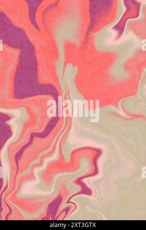 Una texture astratta in marmo con motivi vorticosi in vivaci tonalità rosa e viola questo design artistico evoca un senso di fluidità e movimento, Foto Stock