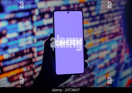 Paraguay. 12 agosto 2024. In questa immagine, il logo Coherent Corporation viene visualizzato sullo schermo di uno smartphone. (Credit Image: © Jaque Silva/SOPA Images via ZUMA Press Wire) SOLO PER USO EDITORIALE! Non per USO commerciale! Foto Stock