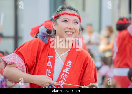 Los Angeles, California, Stati Uniti. 11 agosto 2024. Una grande parata durante la settimana di Nissei, un festival giapponese a Los Angeles. (Credit Image: © Alberto Sibaja/Pacific Press via ZUMA Press Wire) SOLO PER USO EDITORIALE! Non per USO commerciale! Foto Stock