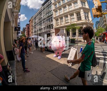 Attivazione del marchio per Squishmallows X Tonymoly , un personaggio coreano e una linea di prodotti per la cura della pelle coreani a Soho a New York sabato 10 agosto 2024. (©ÊRichard B. Levine) Foto Stock