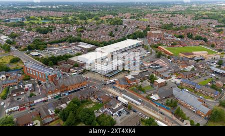 Aerial, Tameside, centro città di Droylsden Foto Stock