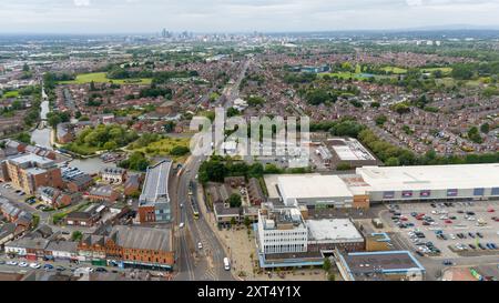 Aerial, Tameside, centro città di Droylsden Foto Stock