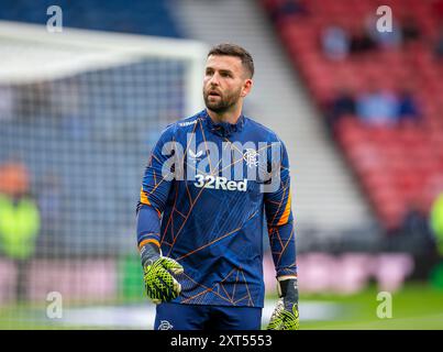 Hampden Park, Glasgow, Regno Unito. 13 agosto 2024. Champions League Qualifying Football, Second Leg, Rangers contro Dynamo Kyiv; Liam Kelly dei Rangers Credit: Action Plus Sports/Alamy Live News Foto Stock