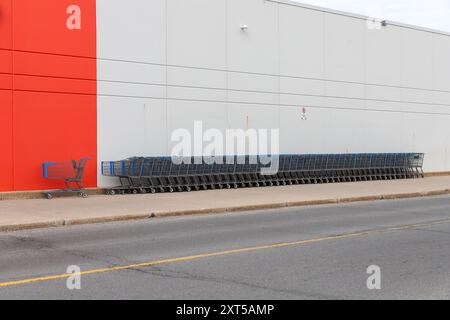 Kanata, Canada - 2 giugno 2024: Carrelli all'aperto vicino al supermercato Walmart Foto Stock