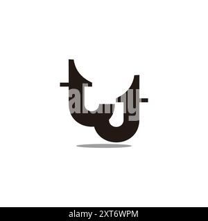 vettore logo font semplice tw letter linked Illustrazione Vettoriale