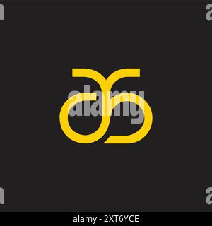 lettera ab linee oro simple loop logo vettoriale Illustrazione Vettoriale