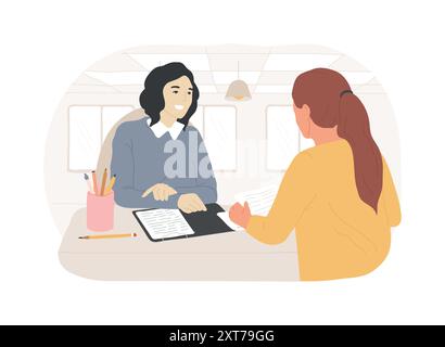 Intervistare le illustrazioni vettoriali dei cartoni animati isolati candidati. Illustrazione Vettoriale