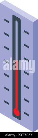 Termometro verticale che mostra l'aumento della temperatura sulla scala celsius Illustrazione Vettoriale