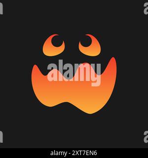Jack o Lanterna affronta l'icona della zucca di Halloween. Simpatico divertente Evil Face Expression semplice elemento di design vettoriale. Mostro di Halloween immagini spaventose dell'orrore. Illustrazione Vettoriale