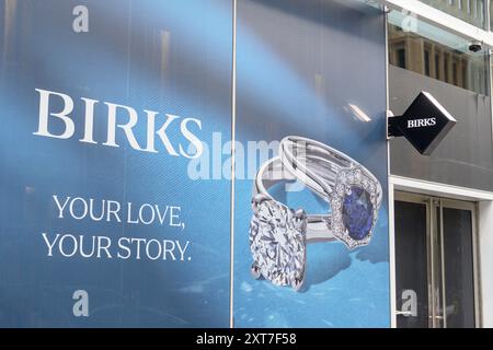 Toronto, ON, Canada – 29 luglio 2024: Visualizza l'accesso al negozio Birks a Toronto Foto Stock