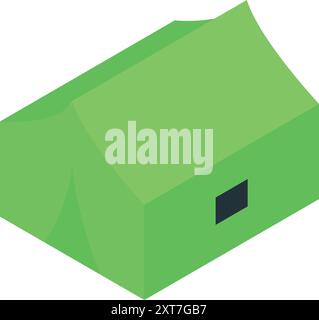 Tenda da campeggio verde isometrica con finestra chiusa Illustrazione Vettoriale