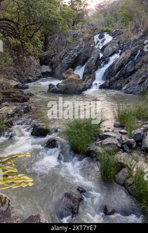 Cascata principale alle cascate Lufila, North Luangwa National Park, Zambia Foto Stock