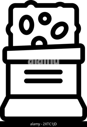 Icona di un barattolo di latta con sardine, che illustra i frutti di mare conservati per una lunga durata a magazzino Illustrazione Vettoriale