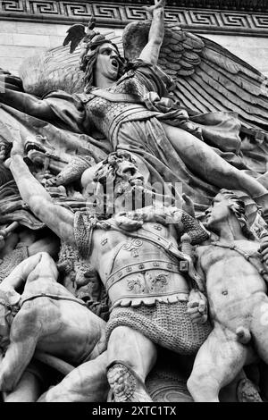 Facciata artistica sull'Arco di Trionfo, Parigi Francia Foto Stock