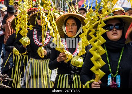 14 agosto 2024, West Bandung Regency, Giava Occidentale, Indonesia: I residenti prendono parte ad un carnevale che commemora il 79° anniversario dell'indipendenza della Repubblica di Indonesia a Lembang, West Bandung Regency, Giava Occidentale. Il carnevale, che si è tenuto per accogliere il 79 ° anniversario dell'indipendenza della Repubblica di Indonesia, ha visto la partecipazione di vari residenti del villaggio con una sfilata di costumi e cultura. (Credit Image: © Dimas Rachmatsyah/ZUMA Press Wire) SOLO PER USO EDITORIALE! Non per USO commerciale! Foto Stock