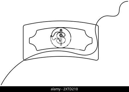 Icona del dollaro disegno continuo di una linea del simbolo del dollaro contorno grafica vettoriale Illustrazione Vettoriale