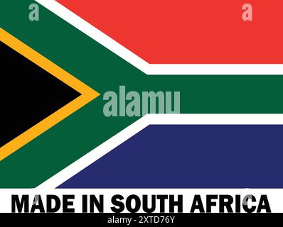 Made in South Africa, Made in South Africa, cartello di fabbricazione, icona prodotto, icona Made in South Africa, Made in South Africa with Flag Illustrazione Vettoriale