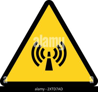 Simbolo di radiazioni non ionizzanti, indicazione di pericolo di radiazioni, radiazioni non ionizzanti, avviso di esposizione alle radiazioni, avvertenza rischi di radiofrequenza, addetti Illustrazione Vettoriale