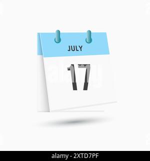 17 luglio - calendario e calendario. Promemoria icona Calendario giornaliero. Illustrazione vettoriale. Illustrazione Vettoriale