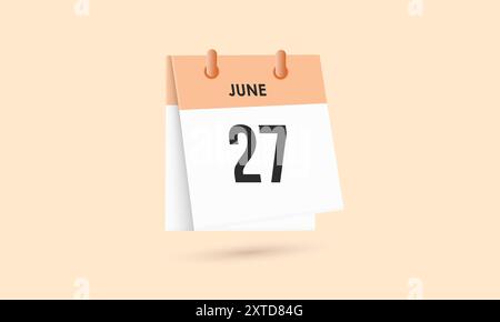 Giugno 27 - calendario e calendario. Promemoria icona Calendario giornaliero. Illustrazione vettoriale. Illustrazione Vettoriale