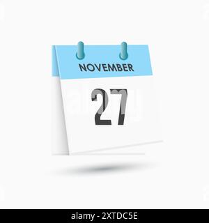 Novembre 27 - calendario e calendario. Promemoria icona Calendario giornaliero. Illustrazione vettoriale. Illustrazione Vettoriale
