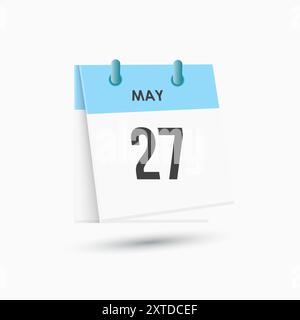 Maggio 27 - calendario e calendario. Promemoria icona Calendario giornaliero. Illustrazione vettoriale. Illustrazione Vettoriale