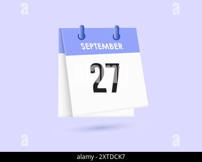 Settembre 27 - calendario e calendario. Promemoria icona Calendario giornaliero. Illustrazione vettoriale. Illustrazione Vettoriale