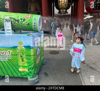 CALDO ESTREMO IN GIAPPONE COME RAFFREDDARSI AL TEMPIO SENSO-JI Foto Stock