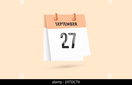 Settembre 27 - calendario e calendario. Promemoria icona Calendario giornaliero. Illustrazione vettoriale. Illustrazione Vettoriale
