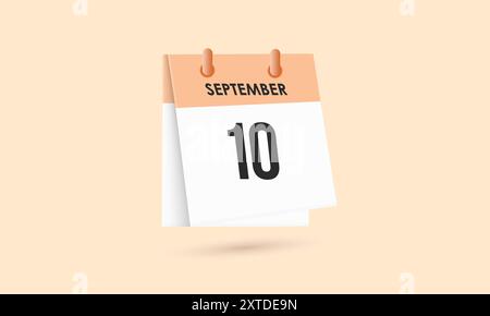 10 settembre - calendario e calendario. Promemoria icona Calendario giornaliero. Illustrazione vettoriale. Illustrazione Vettoriale