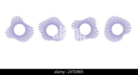Set di onde sonore circolari vettoriali ed equalizzatori musicali. Illustrazione Vettoriale