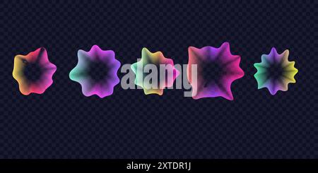 Onde sonore circolari vettoriali. Set di equalizzatori musicali. Illustrazione Vettoriale