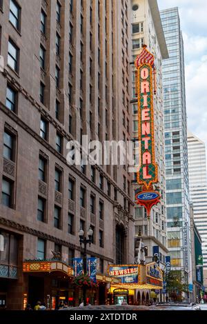 Il James M. Nederlander Theatre al Loop nel centro di Chicago, Illinois, Stati Uniti Foto Stock