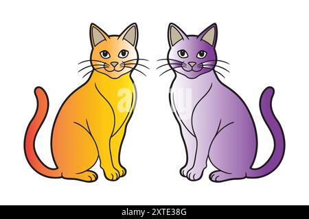 Set di adorabili piccoli gatti vettoriali Illustrazione Vettoriale