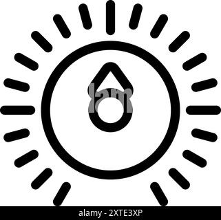 Icona semplice che raffigura un sole luminoso, perfetta per rappresentare le impostazioni di luminosità Illustrazione Vettoriale