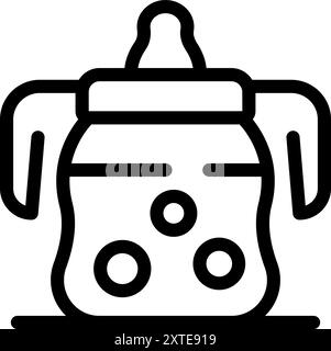 Biberon con manici pieni di latte, perfetto per illustrare il tempo di allattamento Illustrazione Vettoriale