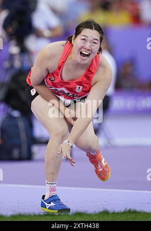 Saint-Denis, Francia. 10 agosto 2024. Haruka Kitaguchi (JPN) Atletica : Giavellotto femminile lancio finale 1° tentativo durante i Giochi Olimpici di Parigi 2024 allo Stade de France di Saint-Denis, Francia . Crediti: AFLO SPORT/Alamy Live News Foto Stock