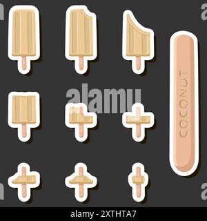 Un grande e colorato set di gelati da dessert naturali dalle forme diverse, composto da vari ingredienti, gelati di design dalle forme diverse dal menu di nutrienti biologici Illustrazione Vettoriale