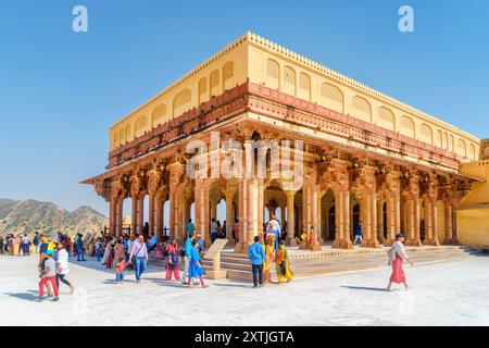 Splendida vista del Diwan-i-Am, del forte Amer, Jaipur, India Foto Stock