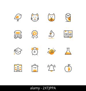 Istruzione - linea moderna stile design set di icone Illustrazione Vettoriale