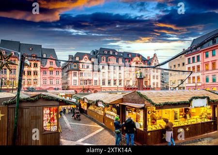 Mercatino di Natale a Magonza, Germania Foto Stock