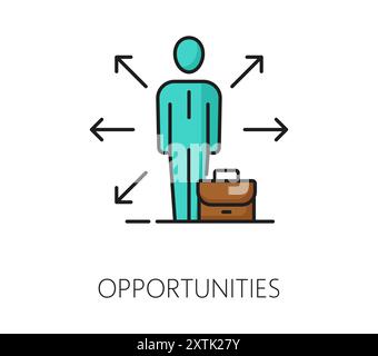 Selezione del personale, opportunità di carriera aziendale icona della linea di colore. Pittogramma sottile del servizio risorse umane, candidato per il reclutamento dei cacciatori di teste o posto vacante per lavoro, simbolo o segno vettoriale Illustrazione Vettoriale