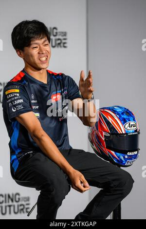 Ai OGURA (JPN) partecipa alla conferenza stampa del 2024 MotoGP Motorrad Grand Prix von Österreich al Red Bull Ring di Spielberg (Austria), undicesimo round di t Foto Stock