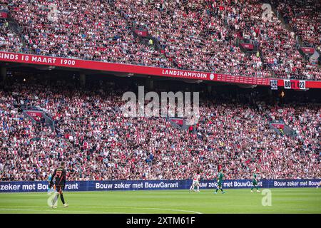 Amsterdam, Paesi Bassi. 15 agosto 2024. AMSTERDAM, PAESI BASSI - 15 AGOSTO: Tabellone pubblicitario BouwGarant durante il terzo turno di qualificazione della UEFA Champions League 2nd Leg match tra AFC Ajax e Panathinaikos FC alla Johan Cruijff Arena il 15 agosto 2024 ad Amsterdam, Paesi Bassi. (Foto di Peter Lous/Orange Pictures) credito: Orange Pics BV/Alamy Live News Foto Stock