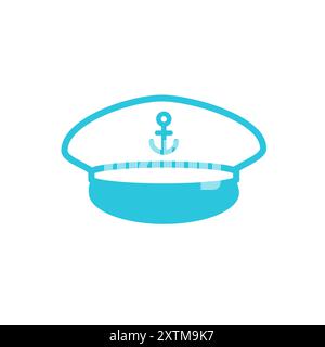 Cappello del capitano, isolato su sfondo bianco. Dal set di icone blu. Illustrazione Vettoriale