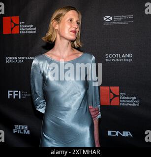 Cameo Cinema, Edimburgo, Scozia, Regno Unito, 15 agosto 2024. Evento di apertura all'Edinburgh International Film Festival: Il festival 2024 si apre con la prima inglese del film outrun. Nella foto: Amy Liptrot (scrittrice). Crediti: Sally Anderson/Alamy Live News Foto Stock