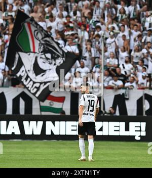 Varsavia, Polonia. 15 agosto 2024. VARSAVIA, POLONIA - 15 AGOSTO: Ruben Vinagre della Legia Varsavia durante la partita di UEFA Europa Conference League tra Legia Varsavia e Brondby IF allo stadio municipale di Legia Varsavia del Marshall Jozef Pilsudski il 15 agosto 2024 a Varsavia, Polonia. Foto di Sebastian Frej credito: Sebo47/Alamy Live News Foto Stock